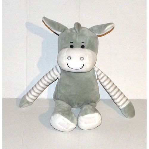 Doudou Ane Cheval Filantex - Peluche Animal Gris Blanc 33 Cm