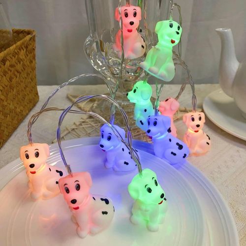 Guirlande Lumineuse Mignonne En Forme De Chien Tacheté, À Piles, Multicolore, Veilleuse Décorative Pour Jardin, Mariage, Chambre D'enfant (1,65 M/10 Led, Chien)