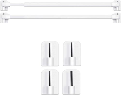 Lot De 2 Tringles À Rideaux Extensibles Avec Crochets Autocollants Pour Fenêtre,Cuisine,Projets De Bricolage (2 Pièces,30-50 Cm)