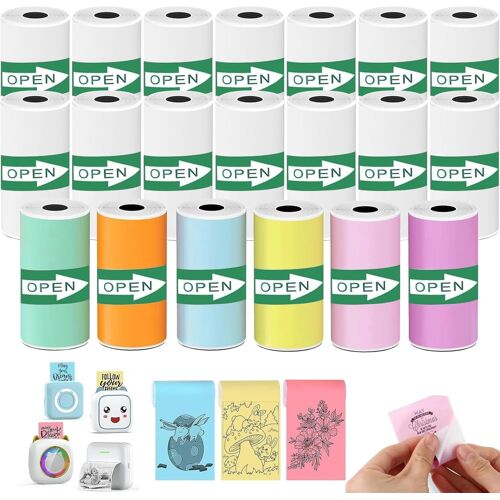 KALANKA-20 Rouleaux Appareil Photo Impression Papier, Rouleau thermique, Rouleaux Appareil Photo Enfant Auto-Adhésif Rouleau, Sans Encre, Papier Thermique pour Enfantspour Mini Imprimante (57 x 25MM)