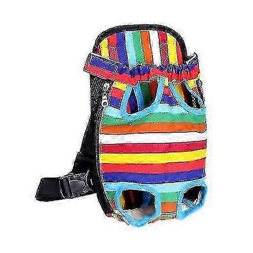 (S-Rayures Colorées) Sac À Dos De Transport Pour Animaux De Compagnie Pour Petits Chiens Sac À Dos De Poitrine Avant Réglable Pour Animaux De Compagnie Sac De Voyage Avec Jambes Extensibles