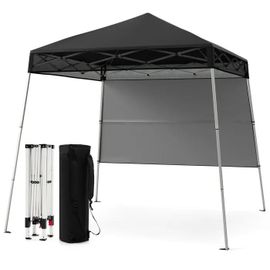 Costway Tonnelle De Jardin 182 X 182 Cm Avec Panneau Latéral - Tente Réception Pliant Avec Pieds Inclinés Réglables Noir