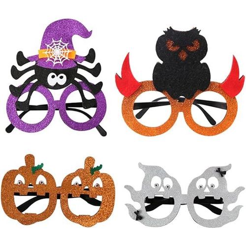 Lunettes D'halloween, Lunettes De Carnaval Amusantes, 4 Pièces, Pour Accessoires De Déguisement De Carnaval D'halloween (Araignée, Citrouille, Fantôme, Hibou)