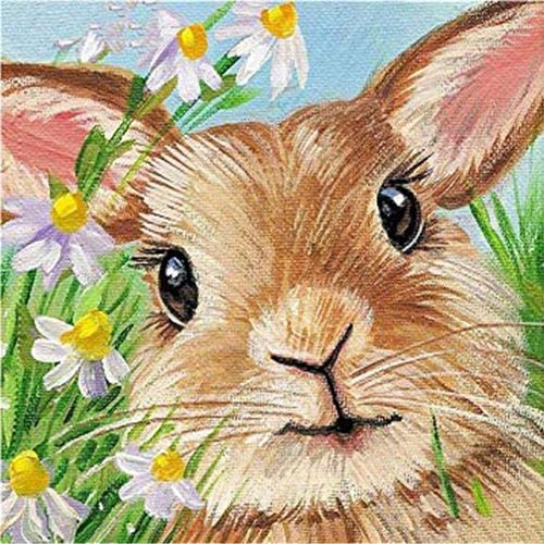 Peinture Diamant 5d Motif Lapin, Kit Complet De Broderie Diamant, Décoration Murale Pour Salon, Chambre À Coucher, 30 X 30 Cm