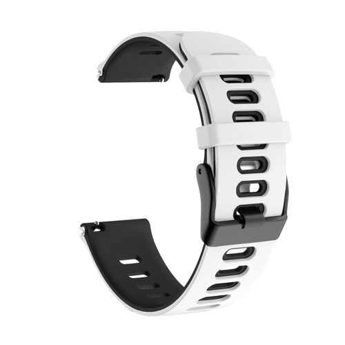 Bracelets De Montre Bicolores (Blanc Et Noir (20 Mm)), Caoutchouc De Silicone, Libération Rapide, Bracelets De Remplacement Pour Hommes Et Femmes, Boucle En Acier Inoxydable