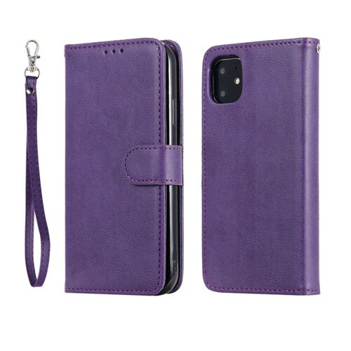 Étui portefeuille (violet) pour Samsung Galaxy A51, multifonction, en cuir, fermeture magnétique avec rabat antichoc