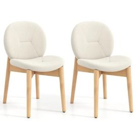 Costway Lot De 2 Chaises De Salle À Manger En Bois De Caoutchouc Siège Et Dossier Incurvés, Sans Accoudoirs, 50 X 60 X 84 Cm