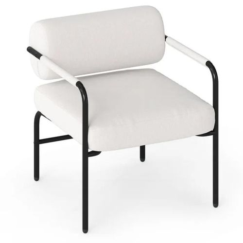 Costway Fauteuil D'appoint Moderne Rembourré En Velours Avec Dossier Cylindrique Et Accoudoirs En Métal Pour Salon, Chambre