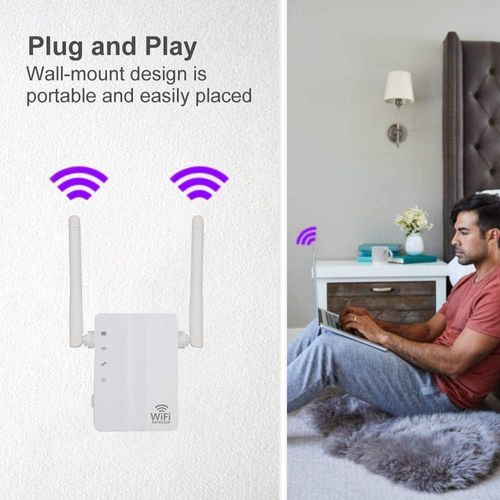 2pieces Répéteur WiFi 300 mo, WiFi Booster sans Fil Répéteur Amplificateur Mini AP WLAN Access Point avec Construit-dans 3dbi Antennes Compatibles avec Tous les 2.4 GHz Wi-Fi, Routeurs