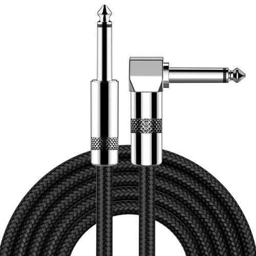 Le Câble De La Guitare 6.5 Ft Instrument Électrique Ampli Basse Cordon Électrique, Mandoline, Pro Audio (À Angle Droit À Droite, Noir)