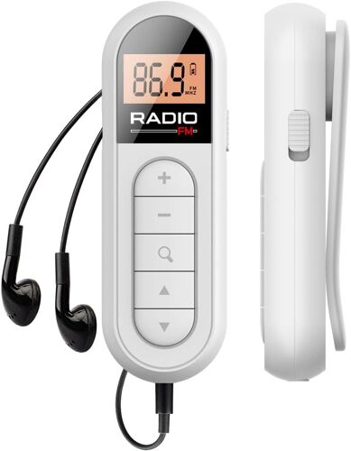 Radio FM, radio transistor portable de poche rechargeable (blanche)
