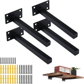 Pc Tablette Supports Muraux Les Équerres, Les Lourds Coin Des Accolades, Industriel Tablette Flottante Entre Parenthèses, Le Métal Rétro Supports D'étagère Avec Des Vis Noires (8 Pouces/20 Cm)