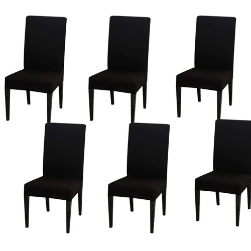 Stretch Housses De Chaise (Noir) Set De 6, Universel Amovible Lavable Salle À Manger Housse, Moderne, Durable Pour L'accueil De L'hôtel Restaurant Partie Du Banquet De La Décoration De Cuisine