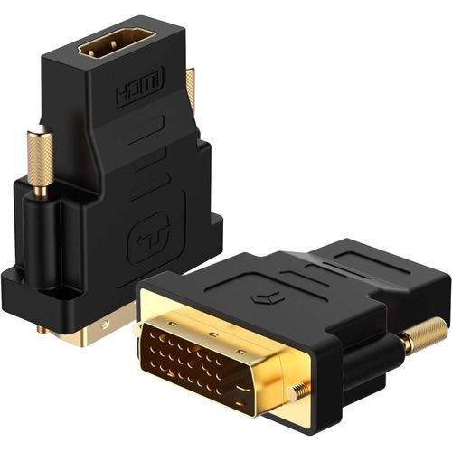 Adaptateur DVI vers HDMI, 1080P Full HD, Pack de 2, Noir