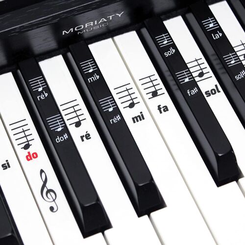KALANKA-® Autocollants pour notes de piano | 49 | 61 | 76 | 88 touches + Ebook | kit complet premium pour touches noires + blanches | DO-RÉ-MI-FA-SOL-LA-SI | instructions français