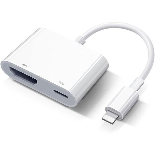 Adaptateur HDMI pour iPhone et iPad, câble Lightning vers HDMI Plug and Play pour iPhone 14/13/12/SE/11/XS/XR/X/8/7/iPad vers TV/HDTV/moniteur/projecteur
