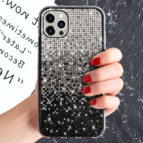 Coque pour iPhone 15ProMax Glitter Shine (noir), fine et légère, plaquée diamant brillant, protection antichoc et antidérapante pour iPhone 15ProMax, coque délicate et élégante