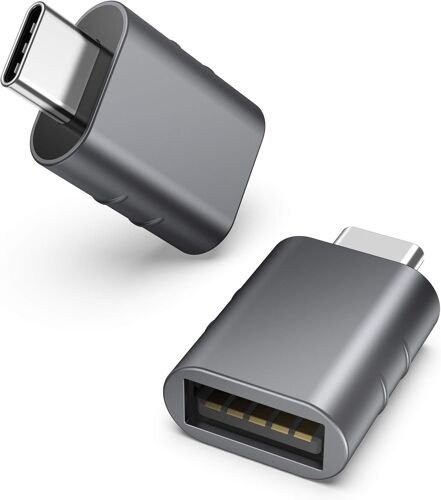 Adaptateur USB C vers USB Pack de 2 Adaptateur USB C mâle vers USB3 Femelle, USB C Adaptateur Compatible avec MacBook Pro/Air 2021 iMac iPad Mini 6/Pro
