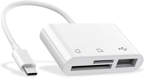 USB C to Micro SD TF Memory Card Reader Adapter, Compatible with iPad Pro, MacBook Pro/Air, Chromebook, 3 in 1 USB Camera, XPS, Galaxy S10/S9 and Other USB C Devices