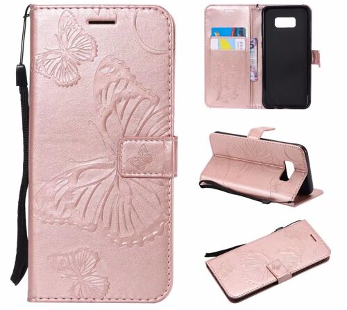 Coque Huawei P30 Lite/Nova 4E en cuir PU imprimé papillon, étui portefeuille magnétique en TPU, couleur or rose