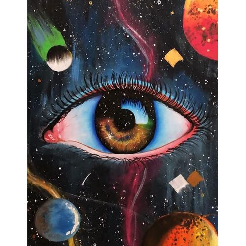 Kits De Peinture Diamant 5d « Yeux », Peinture Diamant 5d « Espace » Pour Adultes, Enfants Et Débutants, Bricolage Complet Pour Décoration D'intérieur (40 X 30 Cm)