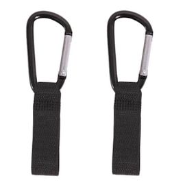 2 Pcs Poussette Crochets, Noir Mousqueton, Velcro Crochets, Accessoires Poussette