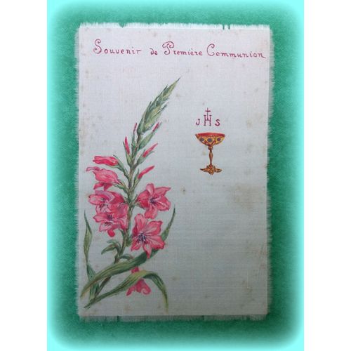 Image Pieuse Ancienne En Soie Peinte A La Main