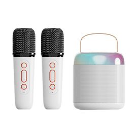 (Blanc 2 Mic) Machine à Karaoké pour les Enfants avec 1 Poche Microphones, les Enfants appareils de Karaoké pour les Filles avec LED Fête des Lumières, les Filles Jouets Cadeaux