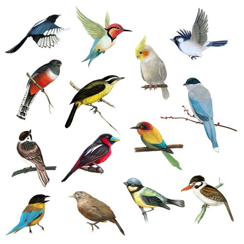 Autocollants muraux amovibles représentant de petits oiseaux volants colorés, décorations de jardin pour chambre, cuisine, salon