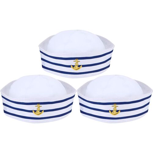 Chapeaux De Marin Bleus Et Blancs Chapeau De Marin Pour Accessoire De Costume, Fête De Déguisement (3 Paquets)