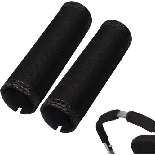 Lot De 2 Housses De Protection Noires Pour Poignée De Poussette, Gants De Protection Pour Barre De Poussette, Housse De Protection Pour Barre De Poignée De Poussette Pour Enfant Avec Sangle Velcro