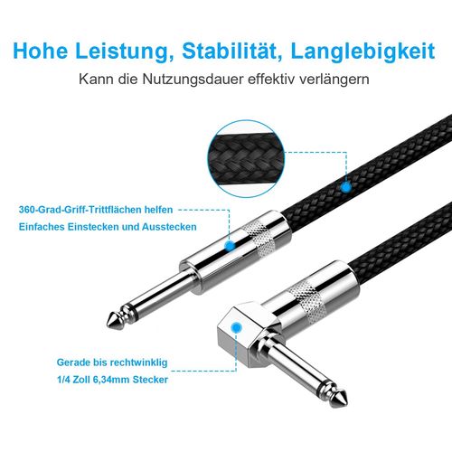 3m Câble Pour Instrument Électrique Ampli Basse Câble 1/4 Pour Guitare Électrique, Guitare Basse Clavier Mandoline Pro Audio