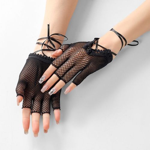 Gants Résille Pour Femmes, Mitaines D'halloween, Accessoires De Déguisement Pour Cosplay