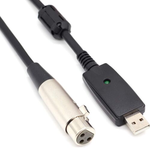 câble USB mâle vers XLR Femelle Convertisseur 3 broches Câble de studio Câble audio Connecteur Cordons Adaptateur pour instruments Enregistrement de chants ou de microphones karaoké (3M)