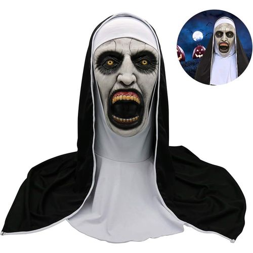 Halloween Nonne Masque D'horreur, Halloween Nonne Masque D'horreur Cosplay Effrayants Masques En Latex Avec Foulard Casque Intégral Fête D'halloween Accessoires
