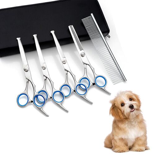 Ensemble De Ciseaux Pour Chien, Ciseaux De Salon Professionnels Pour Chiens, Ciseaux Pour Poils De Chien Bleus