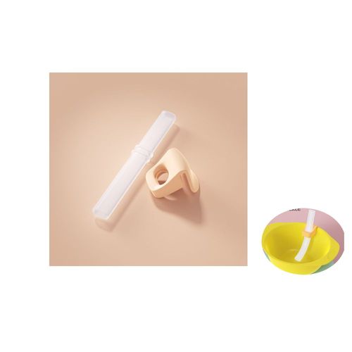4 Pièces Réutilisables Sans Bpa Douce Pour Bébé Paille Avec Boucle Pour Les Enfants De Boire De Bébé S'adapte À La Plupart Des Bols Orange