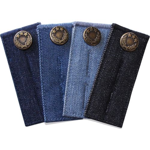 Boutons d'extension de taille en denim pour jeans et jupes, boutons métalliques confortables, 4 pièces, couleurs assorties