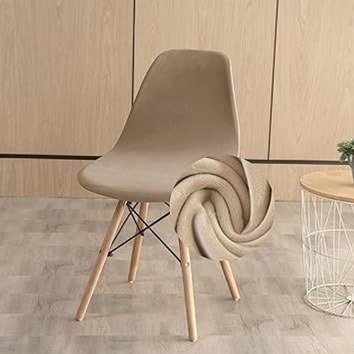 (Beige,1 Pièces) Housse De Chaise Scandinave Extensible Velours Luxe Housse De Chaise De Salle À Manger Lavable Couverture De Chaise Incurvée Recouvre Chaise Verser Une Cuisine Maison Mariage