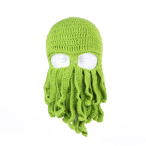 1 Pack Hommes Barbare Du Wanderer Bonnet Avec Foldover Barbe Poulpe Chapeaux De Pirate Barbu Casquettes, Fait À La Main Squid Octopus Chapeau Poulpe Chapeau De Chapeau De Ski Fi