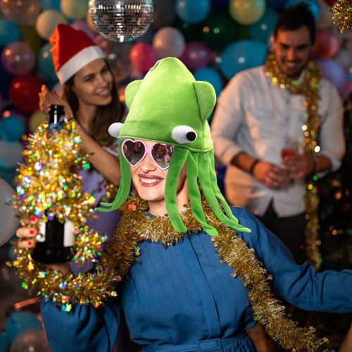 Vert Chapeau D'halloween Poulpe Chapeau, Drôle De Peluche Animal Chapeau Pour Les Adultes Et Les Enfants Cosplay Chapeau Costume Accessoires Halloween, Noël, Carnaval, Soirée À Thème