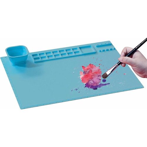 Tapis en Silicone pour Résine Coulée - 14 Grilles Pliable Résistant à la Chaleur avec une Palette de Couleurs - Portable pâte à modeler Conseil d'administration, Facile à Nettoyer