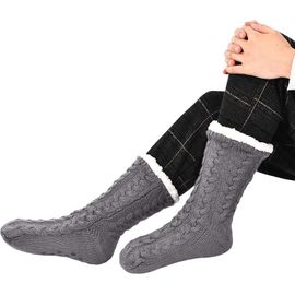 2 Paires De Femmes Chaudes Chaussettes Chaussons De Noël Floue Chaussettes De Laine Doublée De La Non-Dérapant Chaussettes-Pantoufles