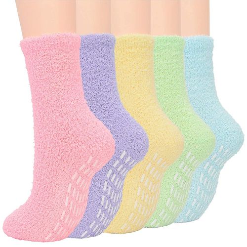 5 Paires De Femmes Chaudes Super Doux En Peluche Chausson Chaussette D'hiver Moelleux En Microfibre Chaussettes De L'équipage Casual La Maison De Couchage Floue Confortable Chaussette