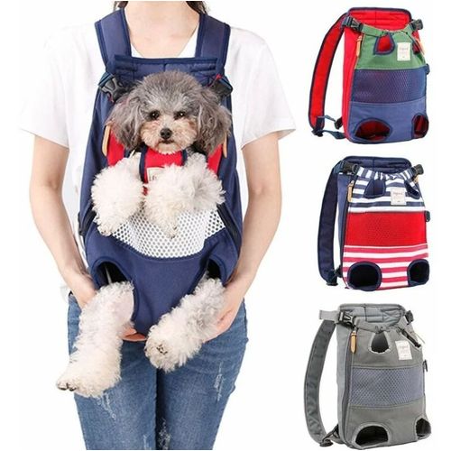 Le Rouge Et Le Bleu De La Grille De Chien Sacs À Dos Chien Moyen Sac Chien Sac De Transport Réglable Sac À Dos Pour La Randonnée, Les Voyages De Camping En Charge Jusqu'à 12 Kg