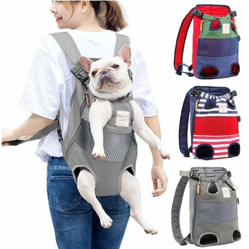 Le Rouge Et Le Bleu De La Grille De Chien Sacs À Dos Chien Moyen Sac Chien Sac De Transport Réglable Sac À Dos Pour La Randonnée, Les Voyages De Camping En Charge Jusqu'à 12 Kg