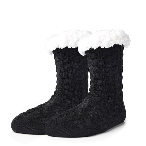 Mens Floue Chaussettes Chaussons Moelleux Confortable Cabine De L'hiver Au Chaud En Molleton Doux Confortable D'épaisseur Anti-Dérapant Cadeau De Noël Chaussettes Noir