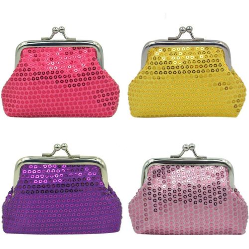 (9 Cm L X 7cm H)4 Morceaux De Paillettes Porte-Monnaie Changer Mini Sachet De Pièces De Monnaie Pour Les Femmes, Les Filles