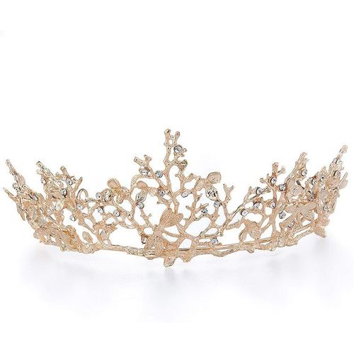 Or Rose Couronne De Mariage Strass Tiara Pour Les Femmes, Baroque Tiare De Mariée Bijoux De Cheveux Pour Mariage, Des Concours, Des Parties De Princesse
