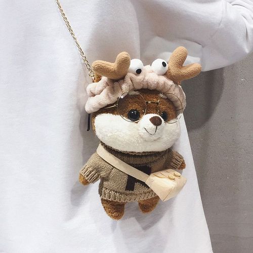 Peluche poche 18cm - kaki ours